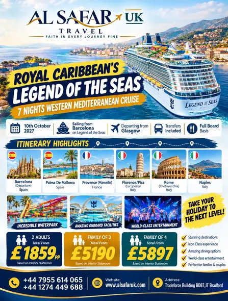 7 Nights Legend of the Seas Western Mediterranean Cruise Package